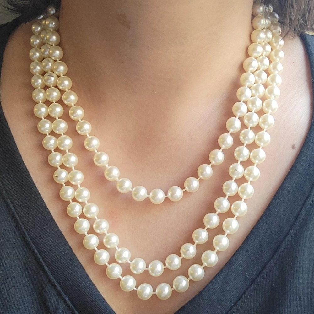 Vintage Faux Pearl Layer Necklace